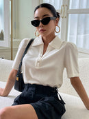 DAZY Solid Rib Knit Puff Sleeve Top