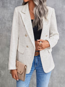 Blazer de Manga Longa Simples em tweed