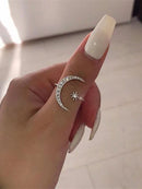 Anillo con luz de luna: brazalete con estrellas y luna de diamantes de imitación