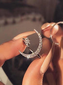 Anillo con luz de luna: brazalete con estrellas y luna de diamantes de imitación