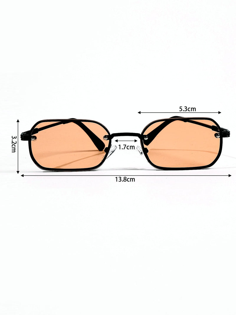 Gafas cuadradas retro negras con lentes color caramelo y montura de cobre, minigafas clásicas de moda Y2K, ideales para uso diario, fotografía, vacaciones y viajes (incluye estuche, paño de limpieza y cordón).