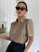 DAZY Solid Rib Knit Puff Sleeve Top