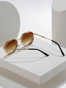 015068863-0009-SX2358 1 Piece Metal Texture Fashion Glasses for Men and Women, Fashionable Polygonal Geometric Glasses for Indoor and Outdoor Use, Black/Gold/Silver/Brown, Stylish and Cool Glasses Suitable for All Seasons, Thick Frame