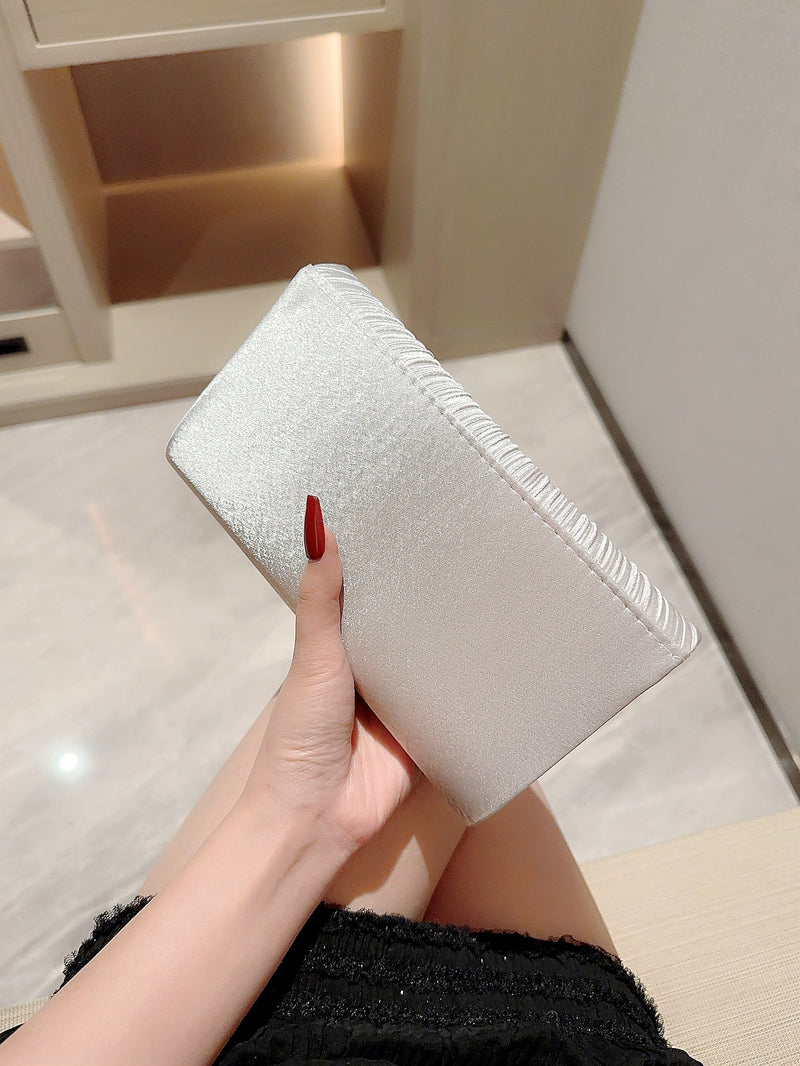 Bolso de noche con diseño de solapa plisada, elegante, exquisito y en miniatura, con brillo y destellos, ideal para fiestas, bodas, graduaciones, cenas y banquetes. El mejor regalo para tu novia.