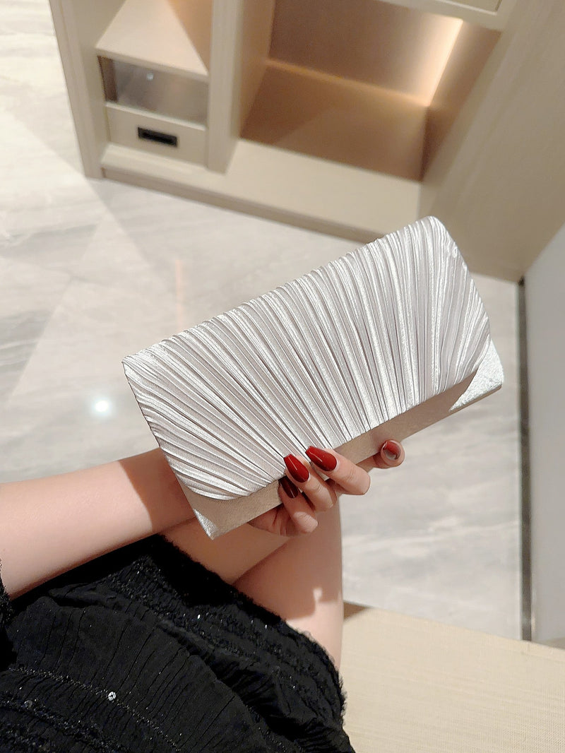 Bolso de noche con diseño de solapa plisada, elegante, exquisito y en miniatura, con brillo y destellos, ideal para fiestas, bodas, graduaciones, cenas y banquetes. El mejor regalo para tu novia.