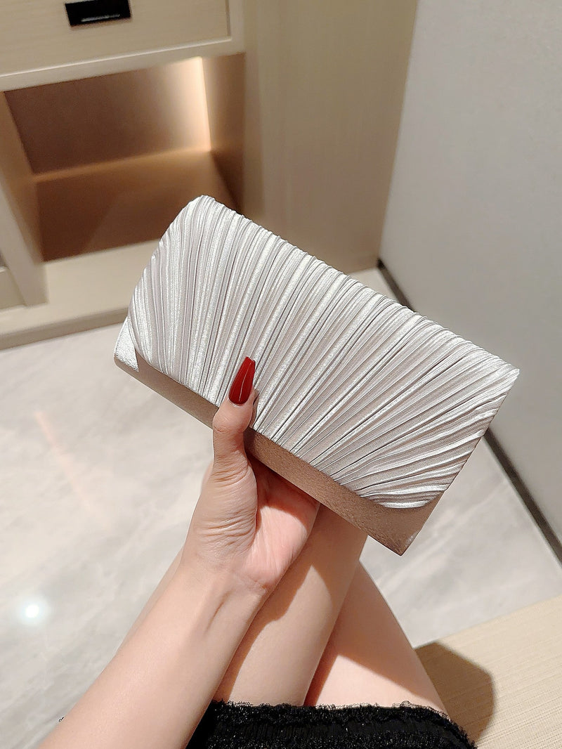 Bolso de noche con diseño de solapa plisada, elegante, exquisito y en miniatura, con brillo y destellos, ideal para fiestas, bodas, graduaciones, cenas y banquetes. El mejor regalo para tu novia.