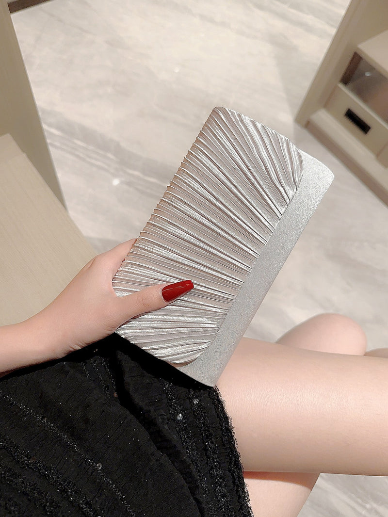 Bolso de noche con diseño de solapa plisada, elegante, exquisito y en miniatura, con brillo y destellos, ideal para fiestas, bodas, graduaciones, cenas y banquetes. El mejor regalo para tu novia.