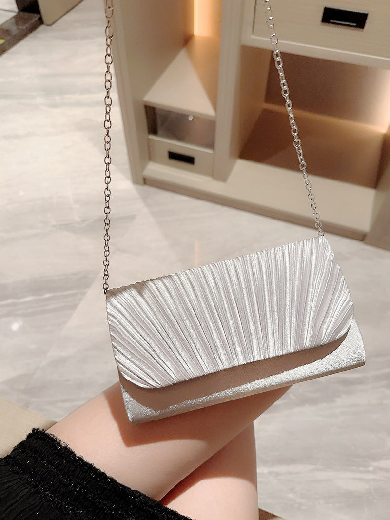 Bolso de noche con diseño de solapa plisada, elegante, exquisito y en miniatura, con brillo y destellos, ideal para fiestas, bodas, graduaciones, cenas y banquetes. El mejor regalo para tu novia.