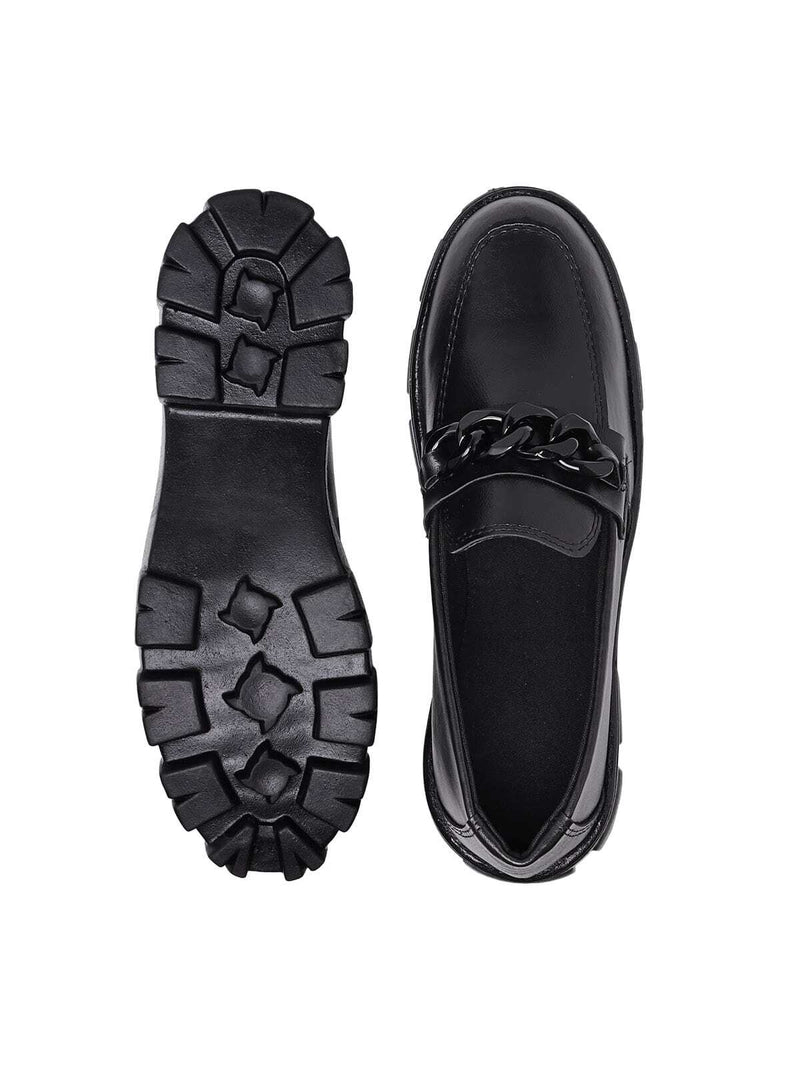 Mocasín Tractor para Mujer Cadena Negra Veniz Mate Cómodo