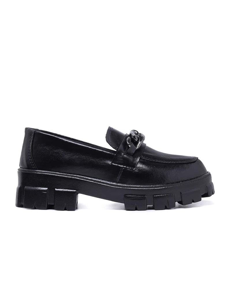 Mocasín Tractor para Mujer Cadena Negra Veniz Mate Cómodo