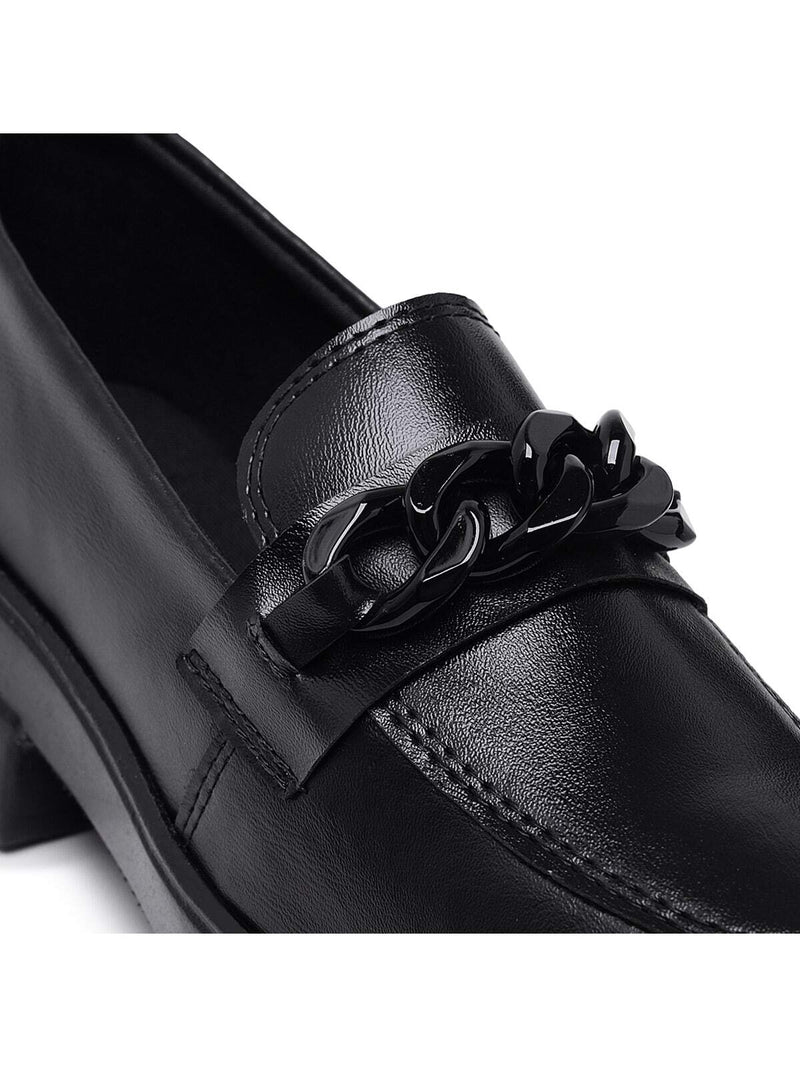 Mocasín Tractor para Mujer Cadena Negra Veniz Mate Cómodo