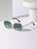 015068863-0009-SX2358 1 Piece Metal Texture Fashion Glasses for Men and Women, Fashionable Polygonal Geometric Glasses for Indoor and Outdoor Use, Black/Gold/Silver/Brown, Stylish and Cool Glasses Suitable for All Seasons, Thick Frame