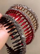 Faixa de Cabelo com Rhinestone – Design Ondulado e Toque Fashion Kaqui