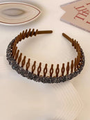 Faixa de Cabelo com Rhinestone – Design Ondulado e Toque Fashion Kaqui