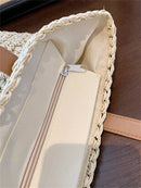 Juzia Bags Straw Beach Bag Plaid Stitched Shoulder Tote Bag