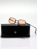 1 Piece Retro Square Black Glasses with Caramel Lens and Copper Frame Mini Classic Fashion Y2K, Suitable for Daily Wear, Photography, Vacation, Travel (Includes Glasses Case, Cleaning Cloth, Lanyard)