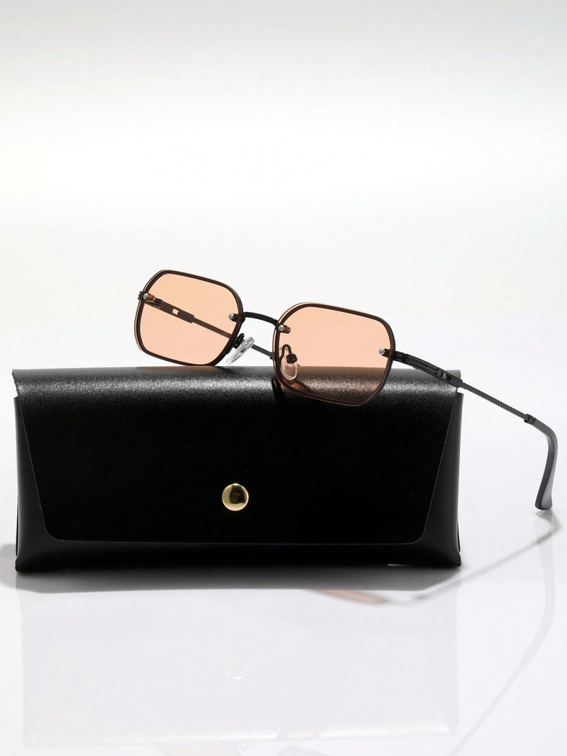 Gafas cuadradas retro negras con lentes color caramelo y montura de cobre, minigafas clásicas de moda Y2K, ideales para uso diario, fotografía, vacaciones y viajes (incluye estuche, paño de limpieza y cordón).