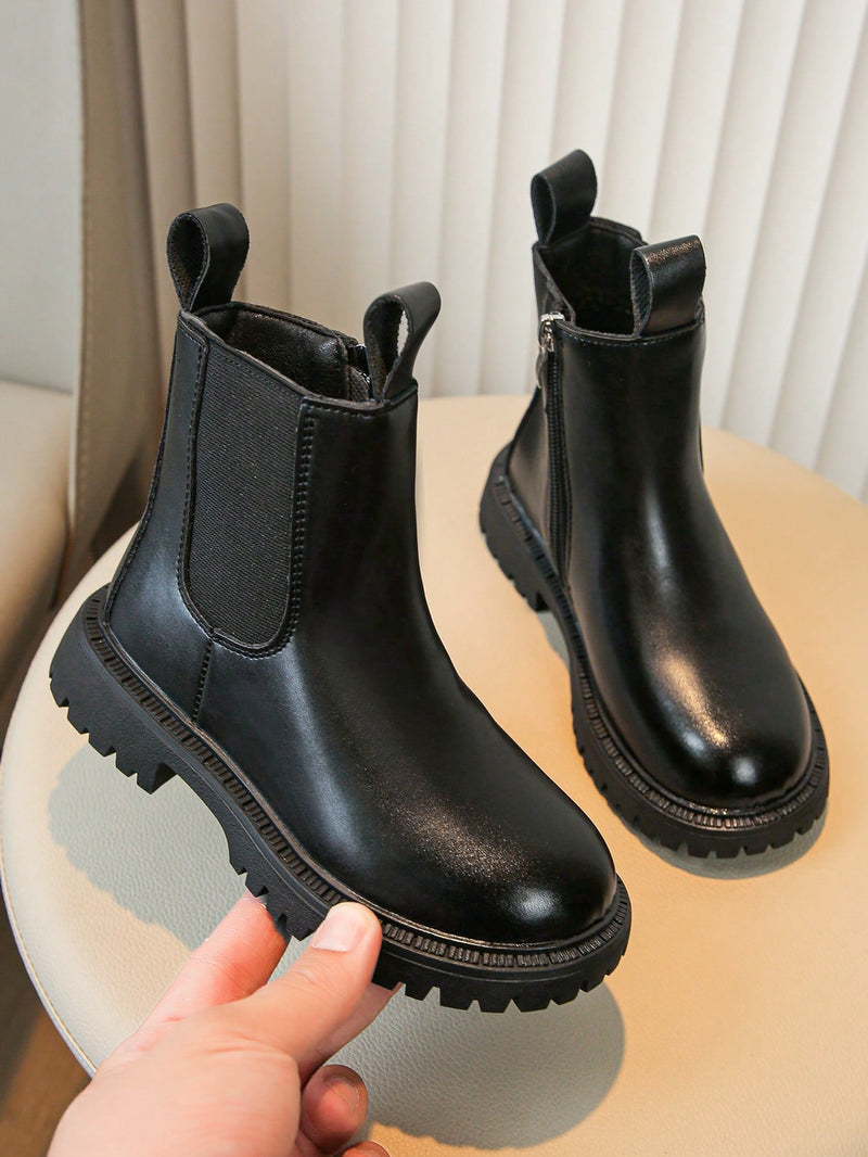 1 par de botas negras de estilo princesa de moda para niñas