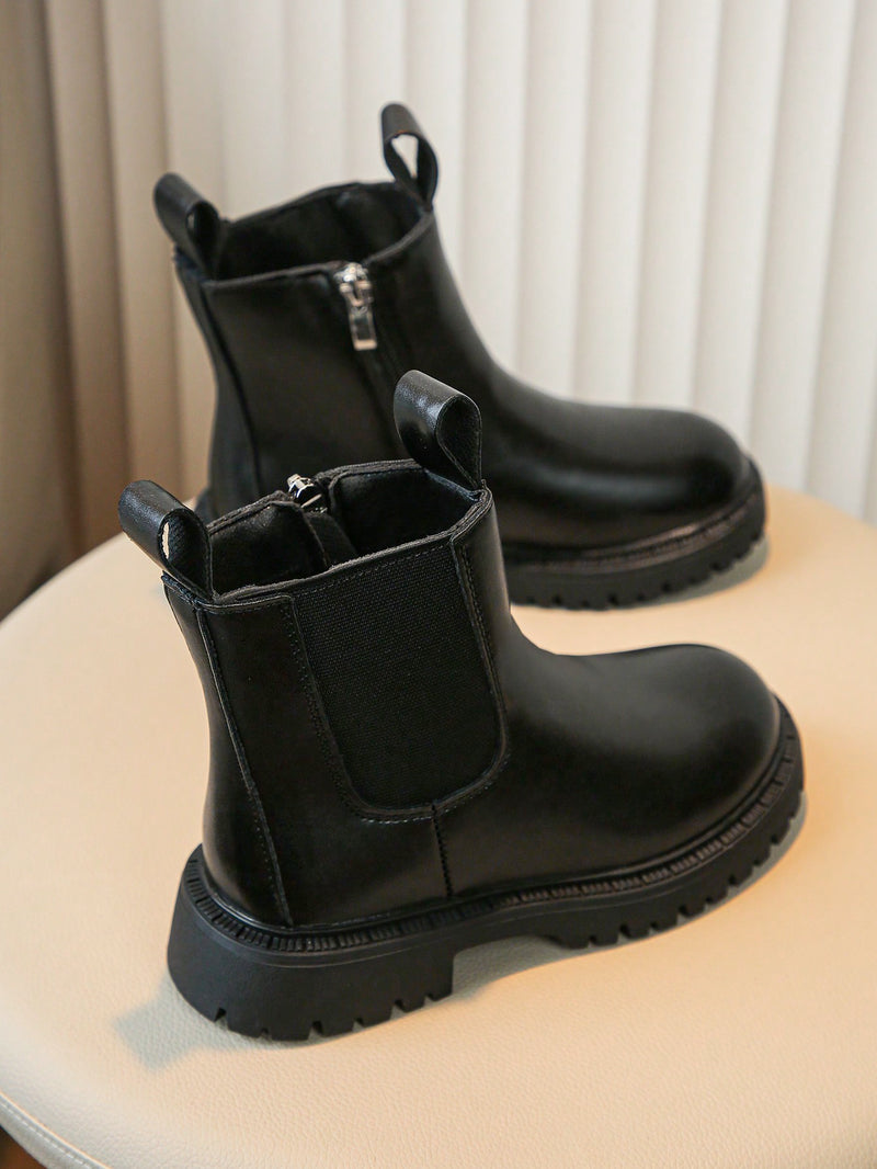 1 par de botas negras de estilo princesa de moda para niñas