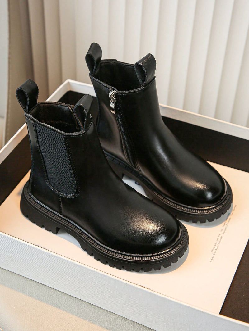 1 par de botas negras de estilo princesa de moda para niñas