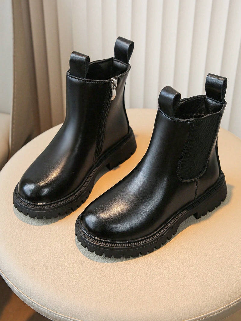1 par de botas negras de estilo princesa de moda para niñas
