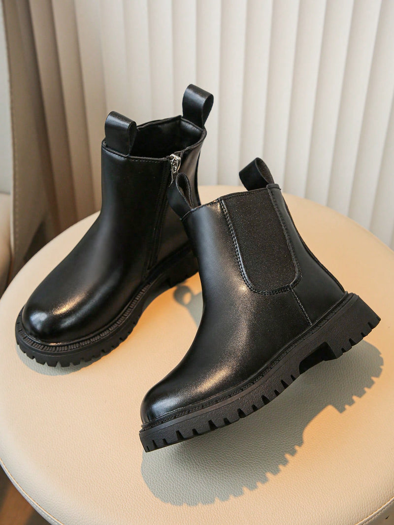 1 par de botas negras de estilo princesa de moda para niñas