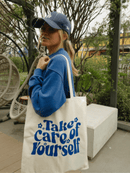 Bolsa ecológica azul "Cuídate"