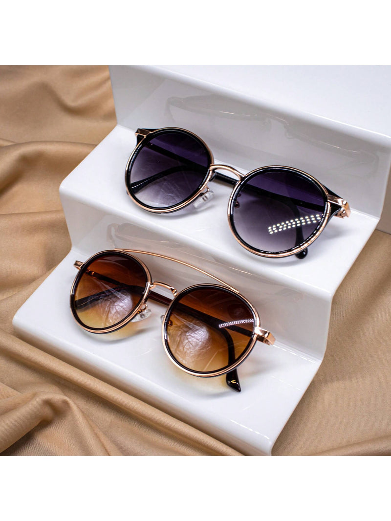 Kit con 2 gafas de sol redondas de ojo de gato oscuras para mujer Doha Summer