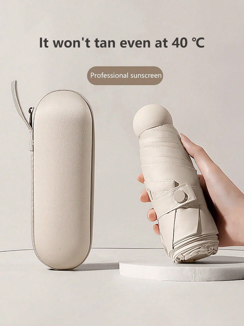 Paraguas cápsula para mujer, protección UV contra el sol y la lluvia, dos en uno, ultraligero y compacto, mini plegable, portátil para la escuela, la oficina, el hogar, viajes y material escolar.