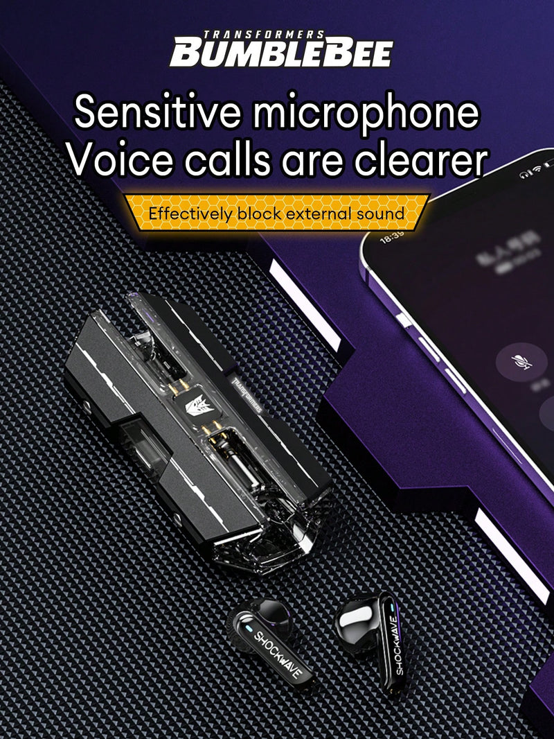 Auriculares inalámbricos semi-intraaurales TRANSFORMERS Tf T01 con cancelación de ruido pasiva, controles táctiles, baja latencia, micrófono, música y juegos. Ideales para deportes.