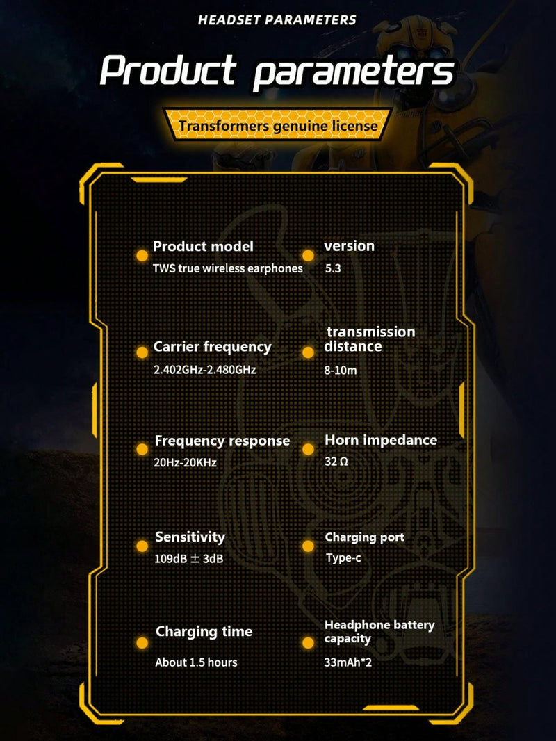Auriculares inalámbricos semi-intraaurales TRANSFORMERS Tf T01 con cancelación de ruido pasiva, controles táctiles, baja latencia, micrófono, música y juegos. Ideales para deportes.