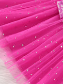 Vestido Infantil com Tule Cintilante e Laço