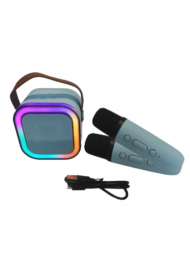 Mini LED Karaoke Machine With 2 Bluetooth Microphones For Parties