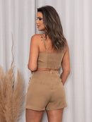 ✨ Cropped Top with Shorts and Tailored Skirt Set – Elegance and style in every detail! 💖👗