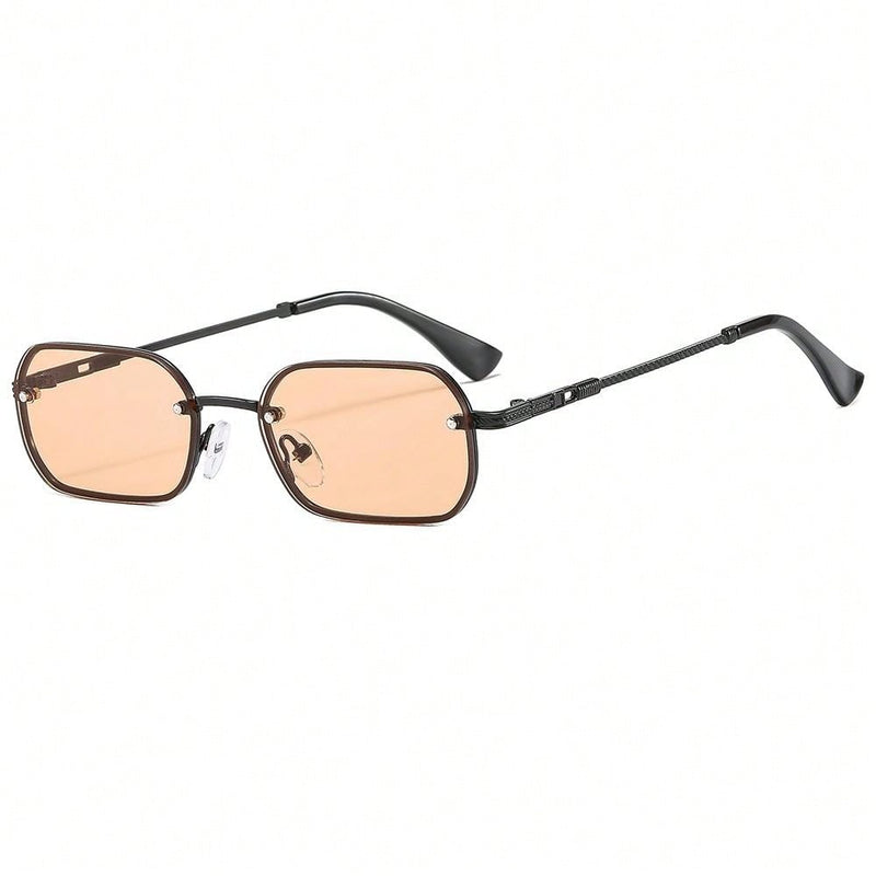 Gafas cuadradas retro negras con lentes color caramelo y montura de cobre, minigafas clásicas de moda Y2K, ideales para uso diario, fotografía, vacaciones y viajes (incluye estuche, paño de limpieza y cordón).