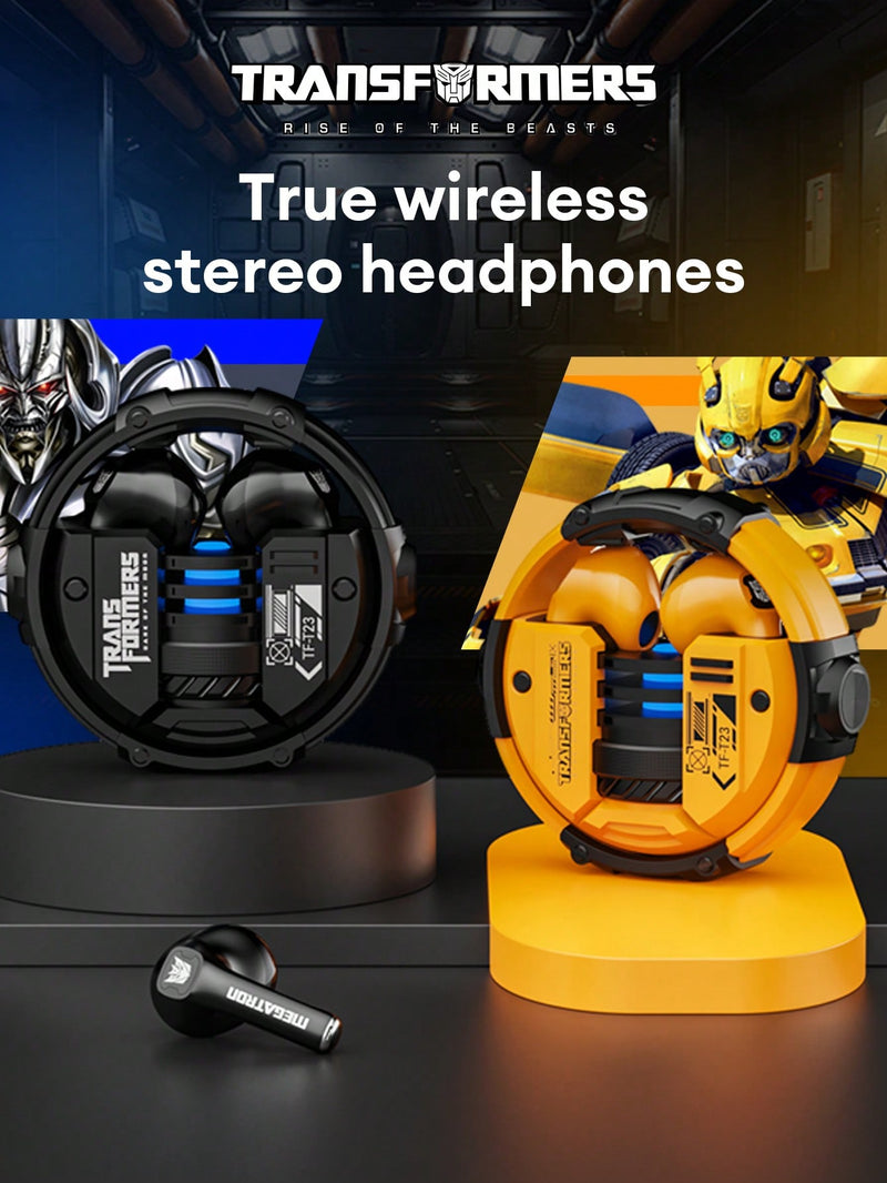 Auriculares inalámbricos Transformers TF-T23 Megatron, diseño semi-intraaural, estilo innovador y moderno, baja latencia, graves potentes, ideales para juegos, deportes, música y llamadas nítidas de 5.4G con cancelación de ruido pasiva.