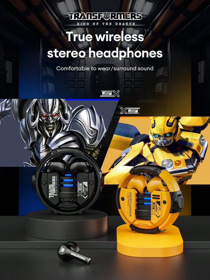 Auriculares inalámbricos Transformers TF-T23 Megatron, diseño semi-intraaural, estilo innovador y moderno, baja latencia, graves potentes, ideales para juegos, deportes, música y llamadas nítidas de 5.4G con cancelación de ruido pasiva.