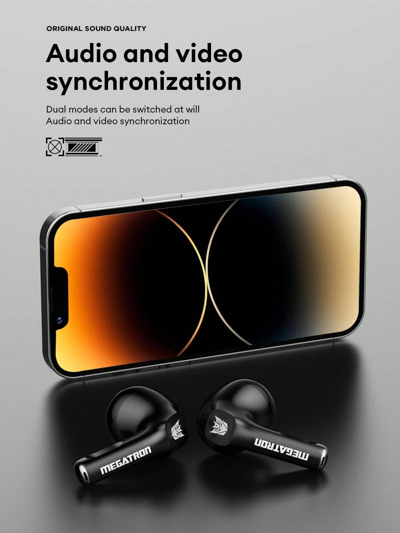 Auriculares inalámbricos Transformers TF-T23 Megatron, diseño semi-intraaural, estilo innovador y moderno, baja latencia, graves potentes, ideales para juegos, deportes, música y llamadas nítidas de 5.4G con cancelación de ruido pasiva.