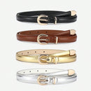 4 Pieces Women Leather Belt, Thin Waist Belt with Metal Buckle for Trousers, Denim and Dresses for Student and Teenager.