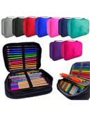 Estuche escolar de nailon con 100 bolígrafos y asa, organizador para mujer y hombre, con 2 compartimentos y cremallera, gran capacidad, impermeable, para niños.