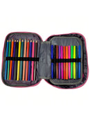 Estuche escolar de nailon con 100 bolígrafos y asa, organizador para mujer y hombre, con 2 compartimentos y cremallera, gran capacidad, impermeable, para niños.