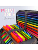 Estuche escolar de nailon con 100 bolígrafos y asa, organizador para mujer y hombre, con 2 compartimentos y cremallera, gran capacidad, impermeable, para niños.