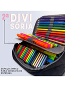 Estuche escolar de nailon con 100 bolígrafos y asa, organizador para mujer y hombre, con 2 compartimentos y cremallera, gran capacidad, impermeable, para niños.