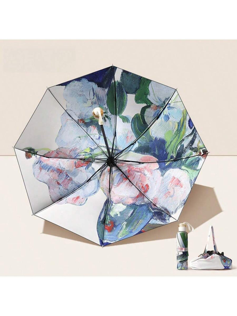 Paraguas de doble capa con estampado floral para mujer, plegable, ideal para sol y lluvia, UPF50+, anti-UV, antideslumbrante, diseño de paraguas invertido, diseño de corazón rosa para San Valentín.