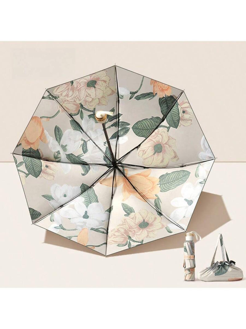 Paraguas de doble capa con estampado floral para mujer, plegable, ideal para sol y lluvia, UPF50+, anti-UV, antideslumbrante, diseño de paraguas invertido, diseño de corazón rosa para San Valentín.