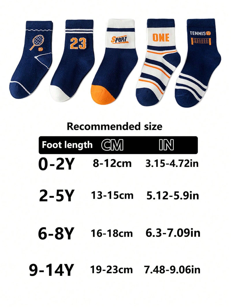 5 Pairs of Spring/Summer Sneaker Design Breathable Sports Ankle Socks Suitable for 0-14 Years Old Kids