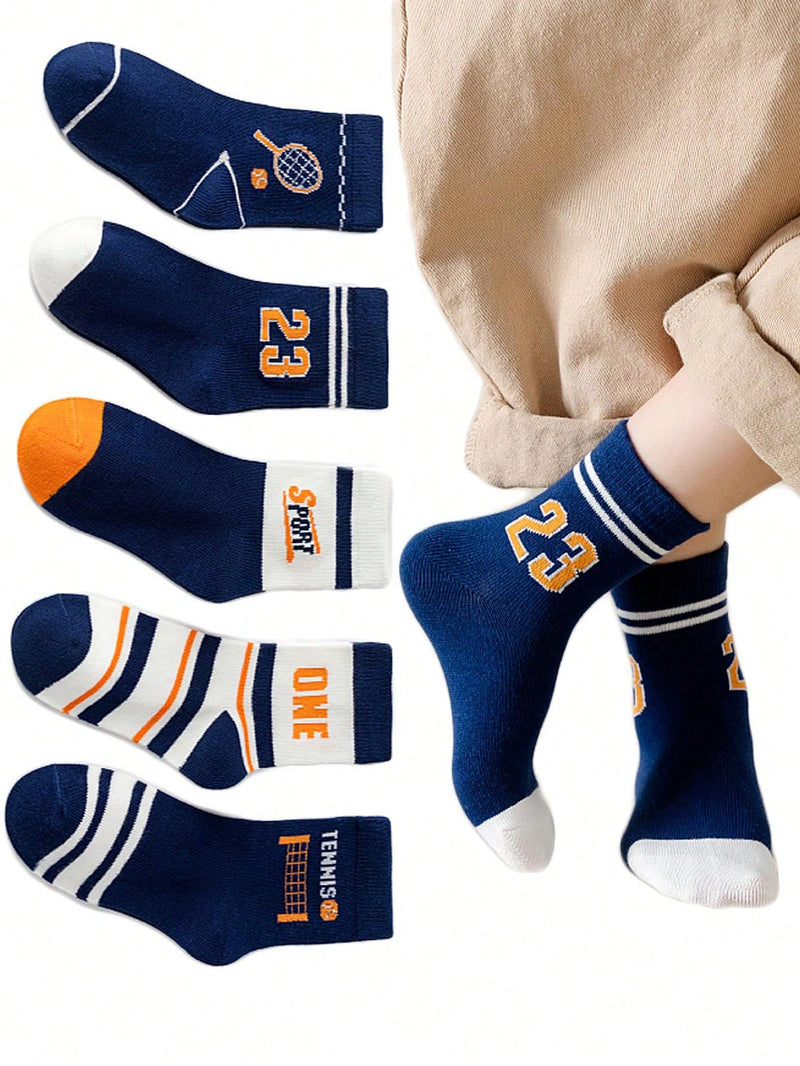5 Pairs of Spring/Summer Sneaker Design Breathable Sports Ankle Socks Suitable for 0-14 Years Old Kids