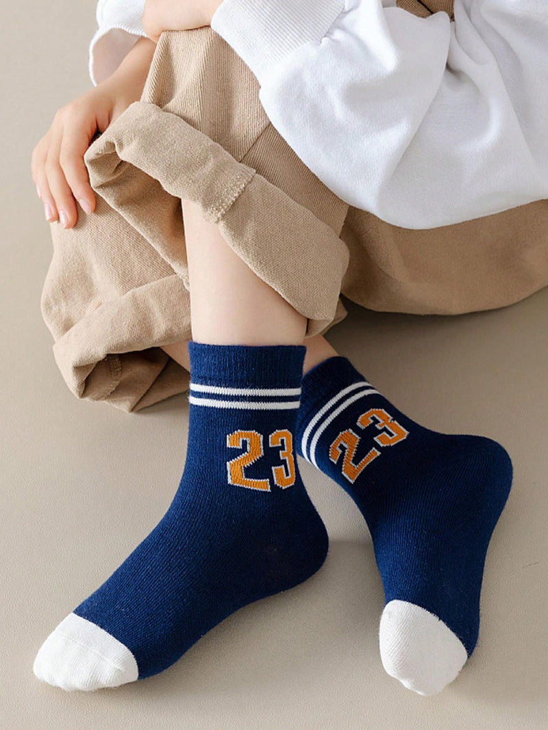 5 Pairs of Spring/Summer Sneaker Design Breathable Sports Ankle Socks Suitable for 0-14 Years Old Kids