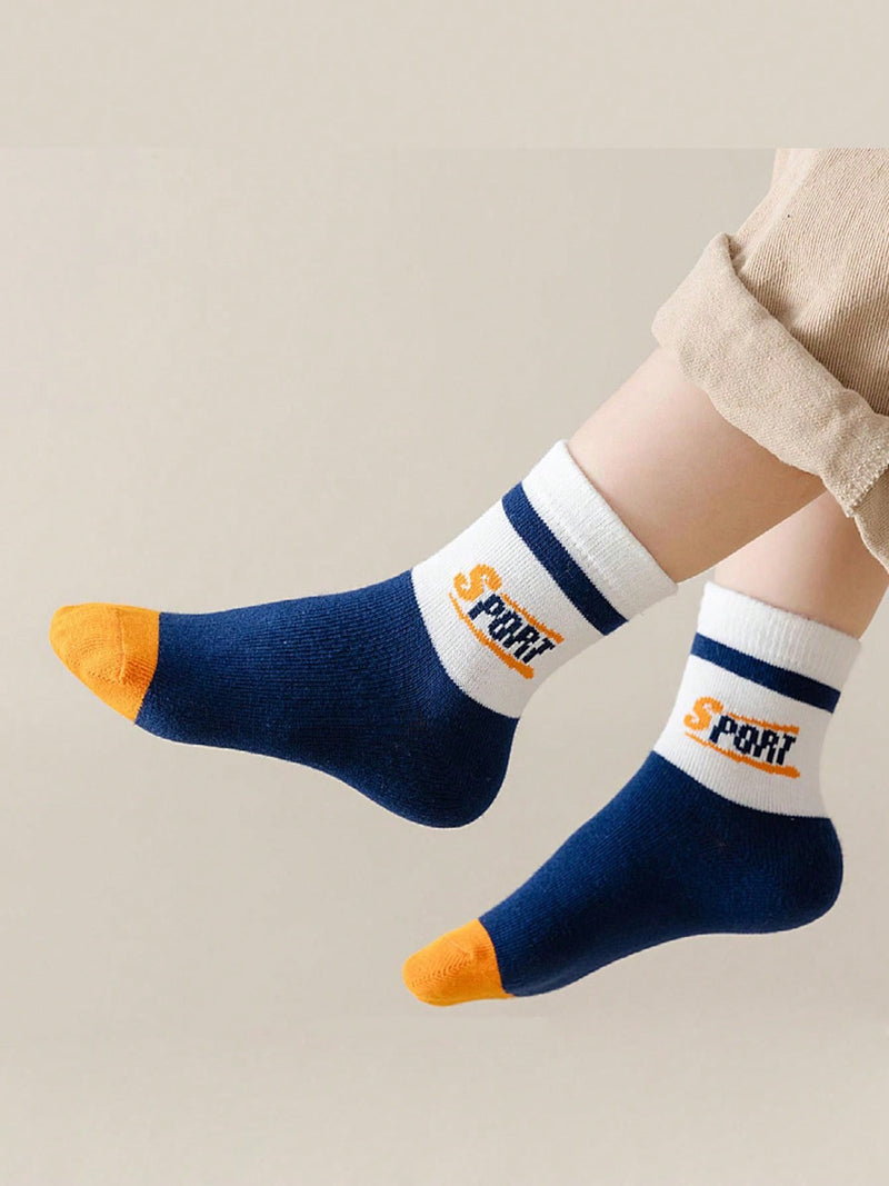 5 Pairs of Spring/Summer Sneaker Design Breathable Sports Ankle Socks Suitable for 0-14 Years Old Kids