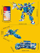 HUIQIBAO TOYS 700 Pieces 8 in 1 3 Changes City Police Command Truck Building Blocks, Police Robot, SWAT Station, Car, Helicopter, Machine, Special Forces Figure, Educational Toy Model for Kids, Birthday Gifts